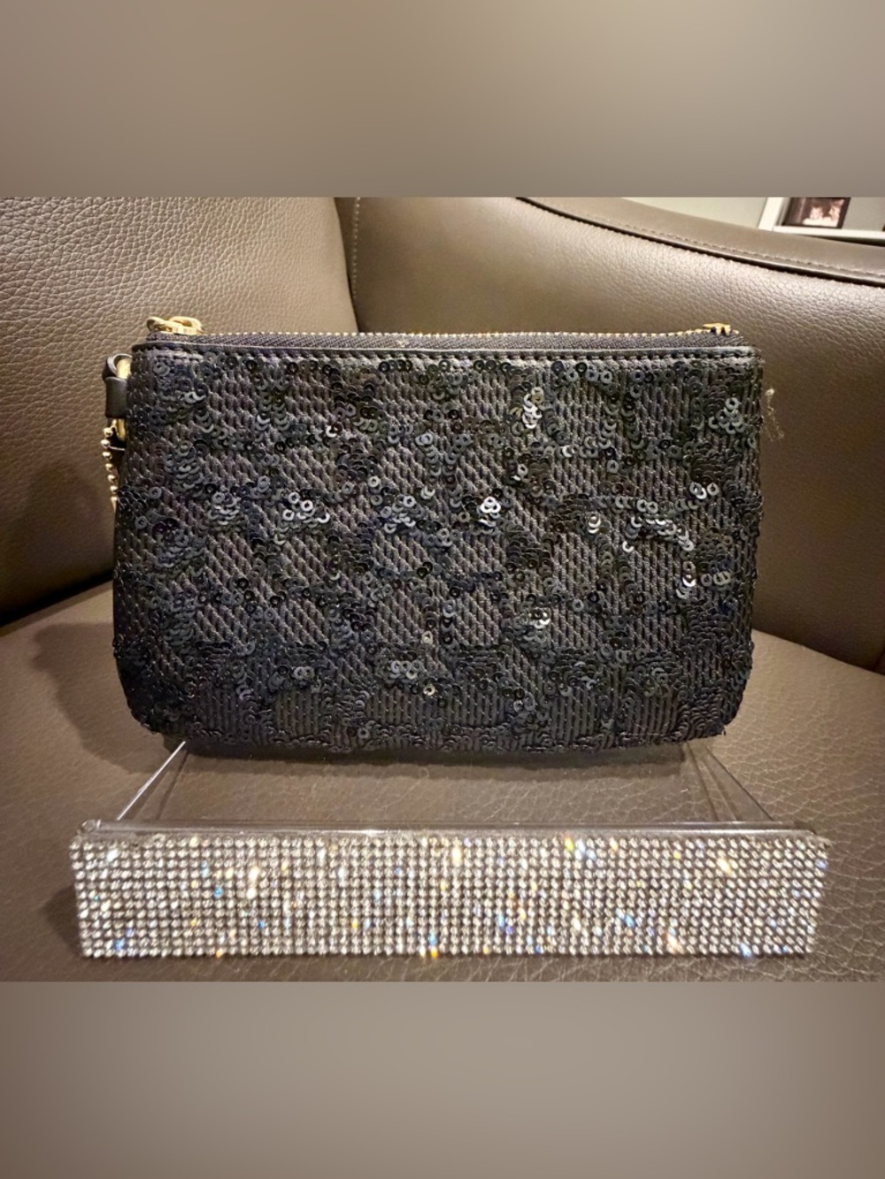 Coach Poppy Signature C Sequin Wristlet